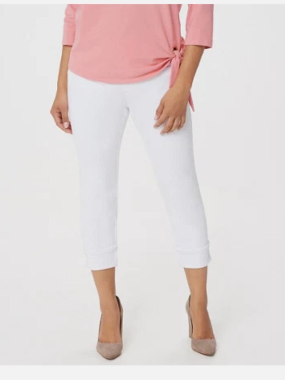 Belle by Kim Gravel Flexibelle Cuffed Jeans-White-Plus 28-NEW-A345862